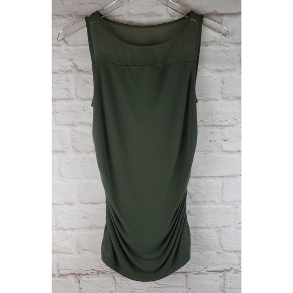 Ann Taylor Petite Sleeveless Ruched Sides Top ~ Dark Green ~ XS / Extra Small - Picture 5 of 10